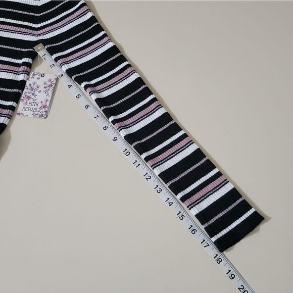 Pink Republic Ribbed Black Striped Crop Long Sleeve Sweater - Picture 6 of 11
